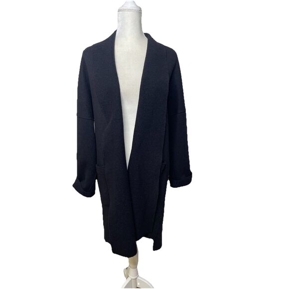 Eileen Fisher XS Open Front Wool Long Cardigan Sweater Coat Pockets Oversized - Picture 1 of 8